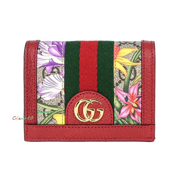 Gucci Ophidia GG Supreme Flora Card Case Wallet